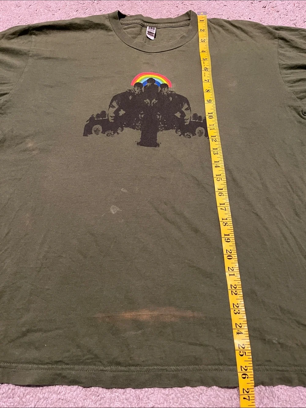 Y2K Supergrass Band Green Rainbow Graphic Pullover T-Shirt Music Concert